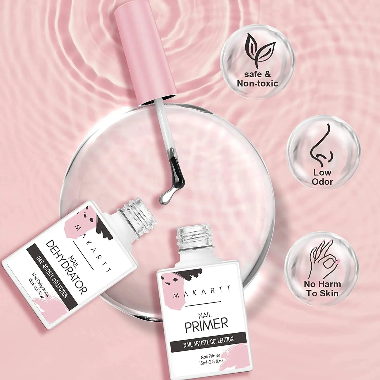 Nail Prep Dehydrator and Primer: Quick Dry Hema-Free Gel Polish Acid-Free Bond Primer Natural Dehydrator Acrylic Powder Supplies