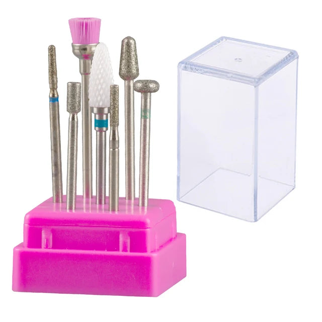 7pcs Nail Art Tungsten Steel Milling Cutter Set Ceramic Nail Drill Bit Electric Drill Nail Machine Pedicure Tool Accessories