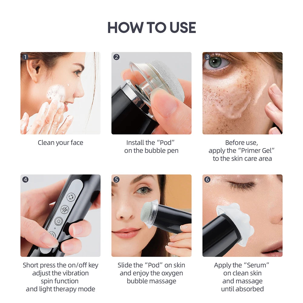 Oxygen Bubble Pen CO2 Oxygen Portable Facial Machine CO2 Gel Facial Skin Care Device Facial SPA CO2 Bubble Oxygen Beauty Machine