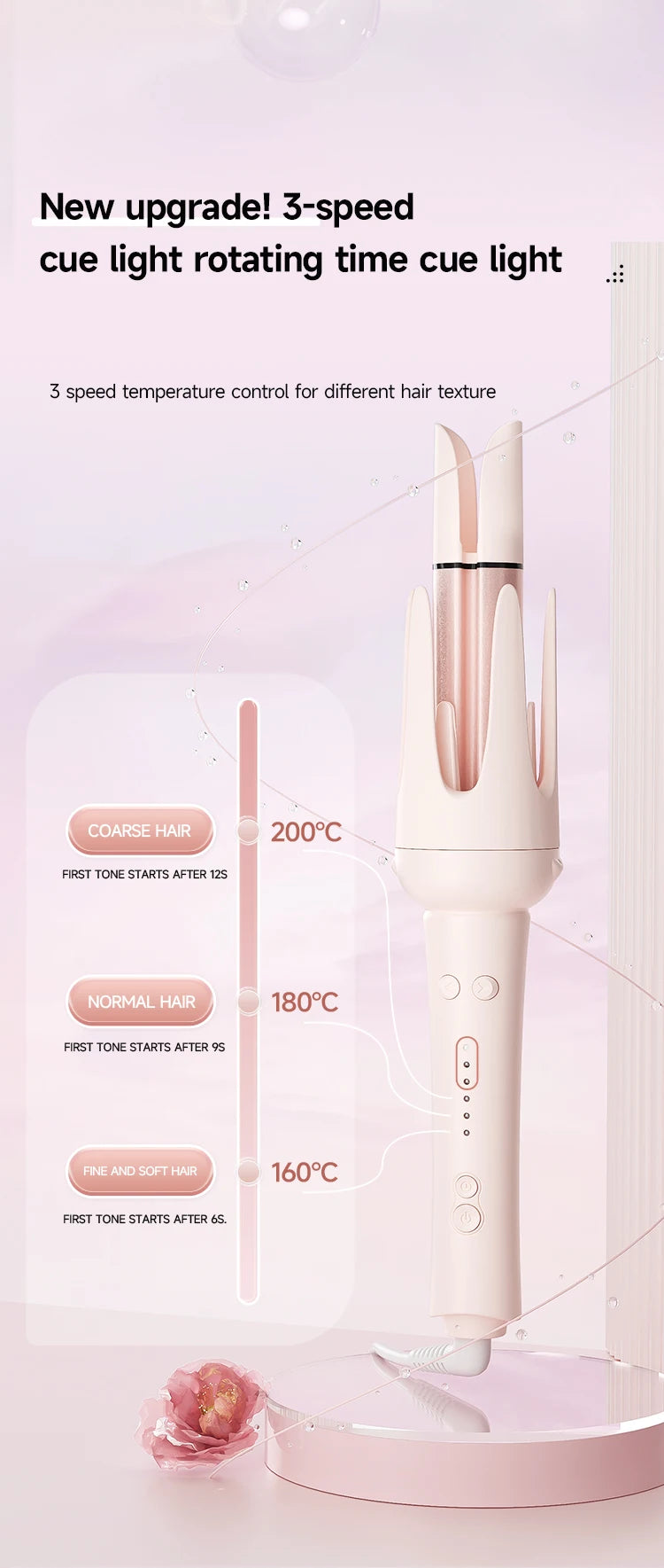Automatic Curling Iron 32mm Auto Rotating Ceramic Hair Curler Anti-Scald Fast Heating Hair Curling Wand for Hair Waves Styling