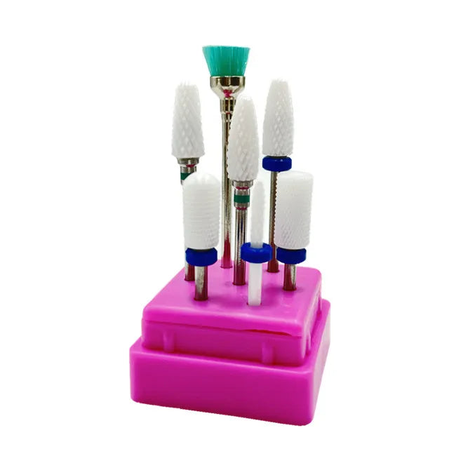 7pcs Nail Art Tungsten Steel Milling Cutter Set Ceramic Nail Drill Bit Electric Drill Nail Machine Pedicure Tool Accessories