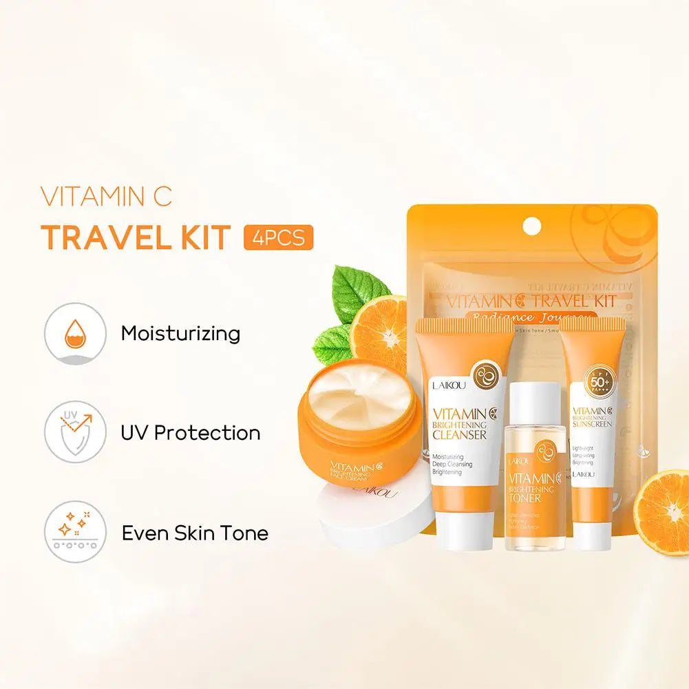4pcs/Bag Sakura Skin Care Sets Facial Cleanser Cream Face Toner Sunscreen Products Moisturizing Smoothing Nourishing Travel Kit