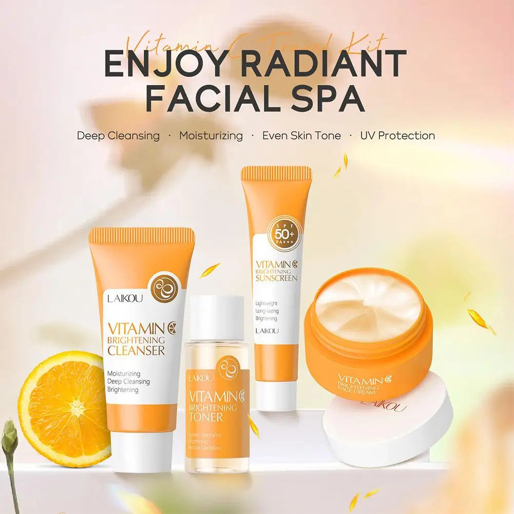 4pcs/Bag Sakura Skin Care Sets Facial Cleanser Cream Face Toner Sunscreen Products Moisturizing Smoothing Nourishing Travel Kit