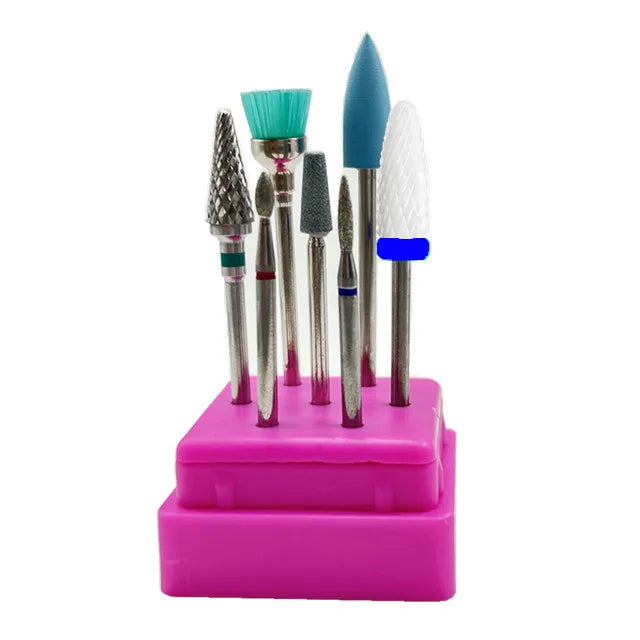 7pcs Nail Art Tungsten Steel Milling Cutter Set Ceramic Nail Drill Bit Electric Drill Nail Machine Pedicure Tool Accessories