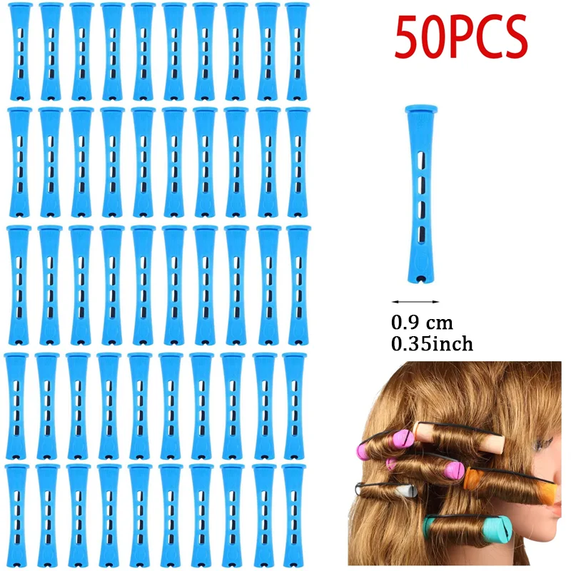 50pcs 5Sizes Hair Rollers Hair Perm Rods Set Curlers Cold Wave Rods For Women Long Short Hair DIY Hairdressing Styling Tools