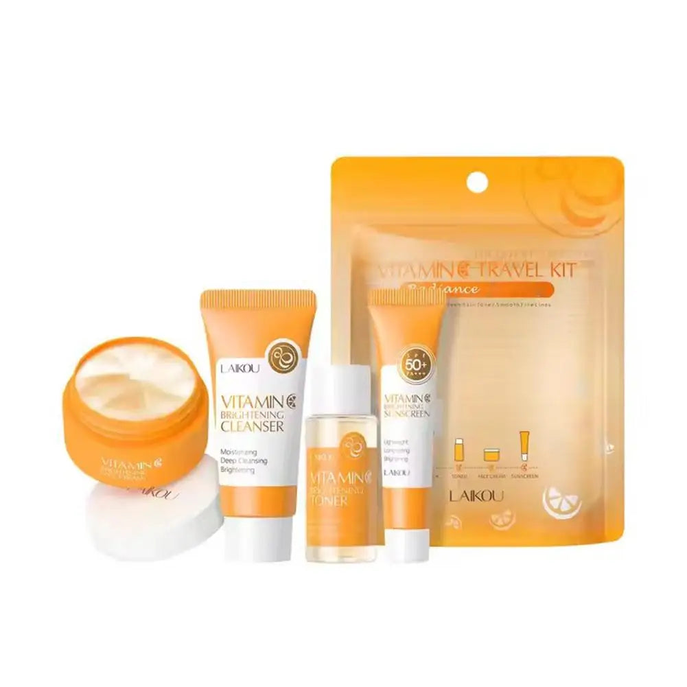 4pcs/Bag Sakura Skin Care Sets Facial Cleanser Cream Face Toner Sunscreen Products Moisturizing Smoothing Nourishing Travel Kit