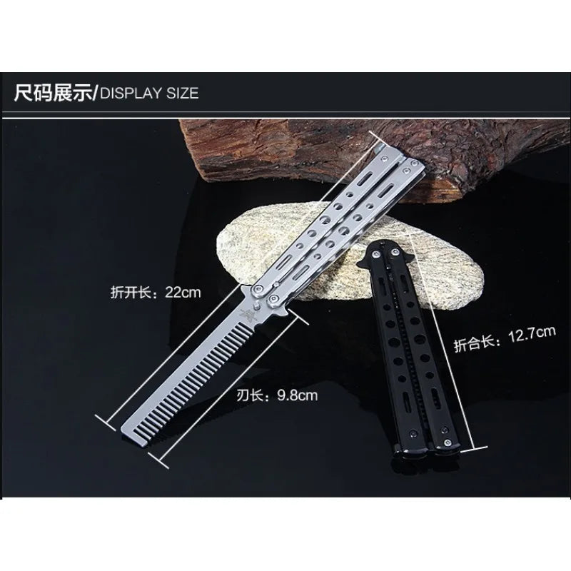 1 Piece of Swing Comb Stainless Steel Folding Butterfly Comb Novice Practice Training Hair Styling Tool