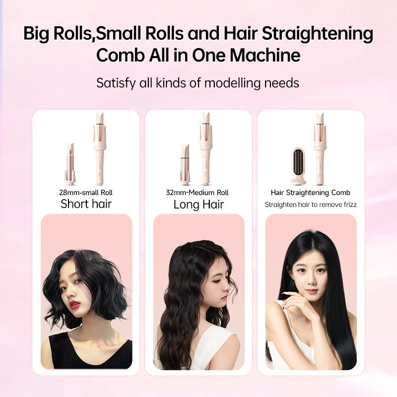 Automatic Curling Iron 32mm Auto Rotating Ceramic Hair Curler Anti-Scald Fast Heating Hair Curling Wand for Hair Waves Styling