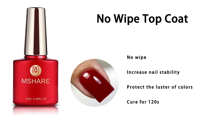 MSHARE 10ml Base Coat  Top Gel Clear Construction Dehydrator Primer Reinforce Soak Off Nails Gels UV LED Glue