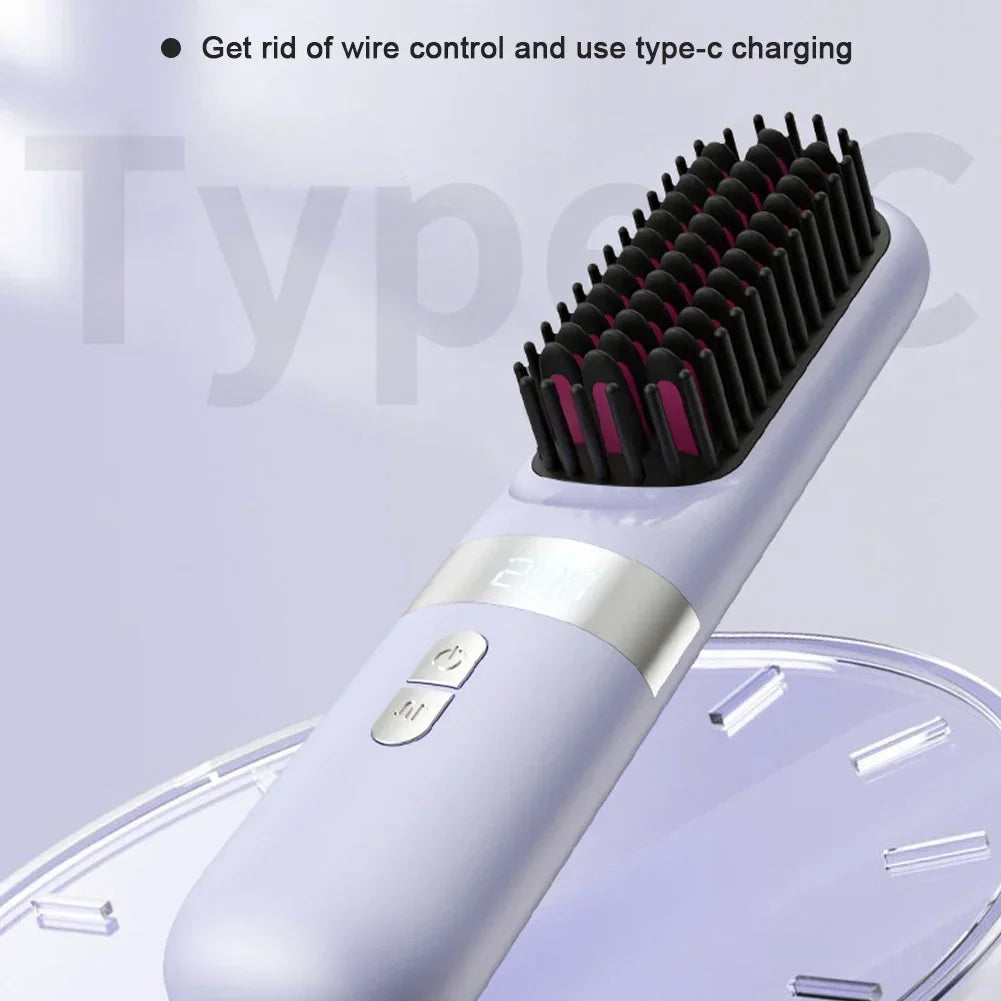 Wireless Hair Straightener Hot Comb Ceramic Heating Professional Electric Brush smoot hairstyle Iron Negative Ion Hair Care Comb