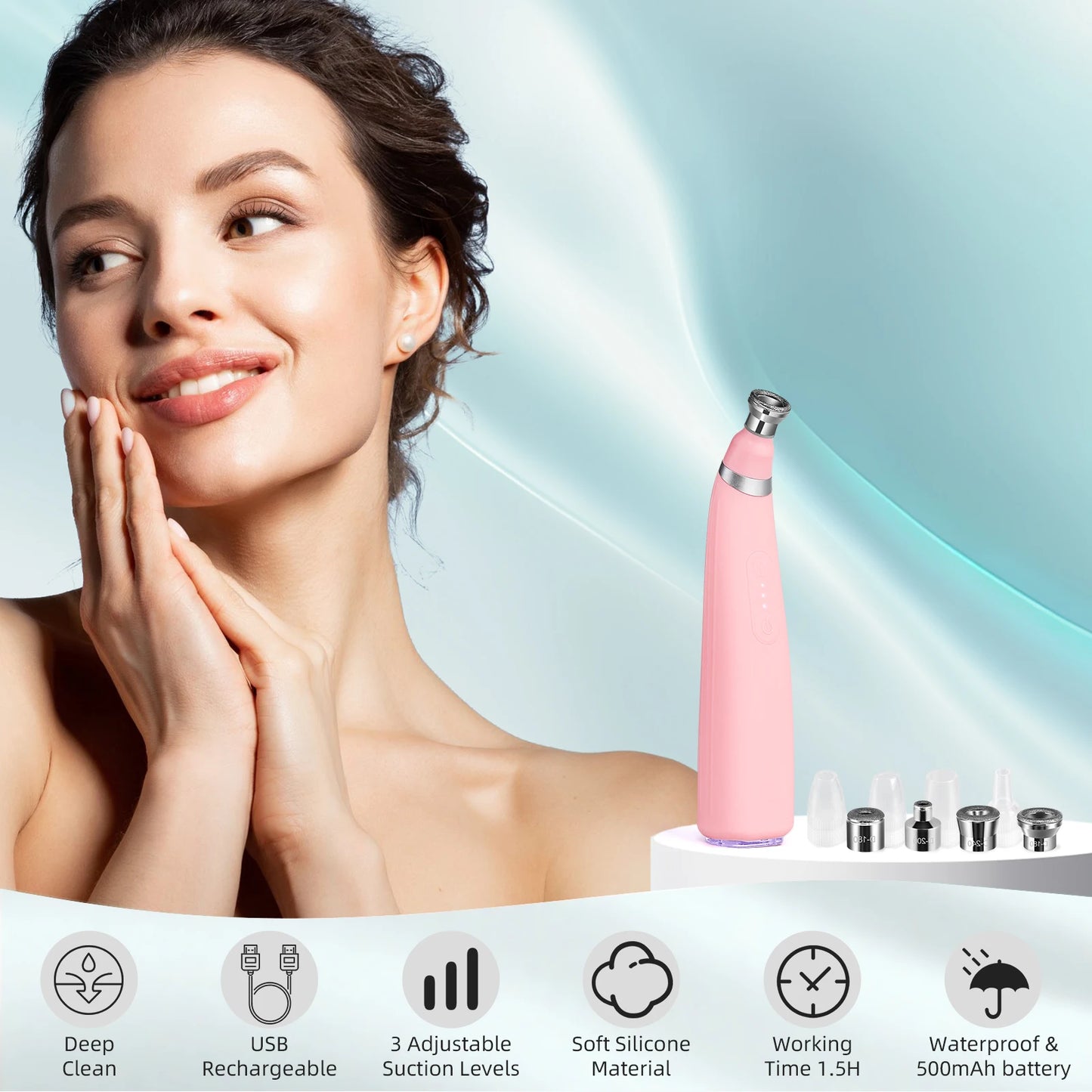 Foreverlily Portable Diamond Peeling Machine Microdermabrasion Facial Cleaning Device Exfoliation Vacuum Blackhead Remover