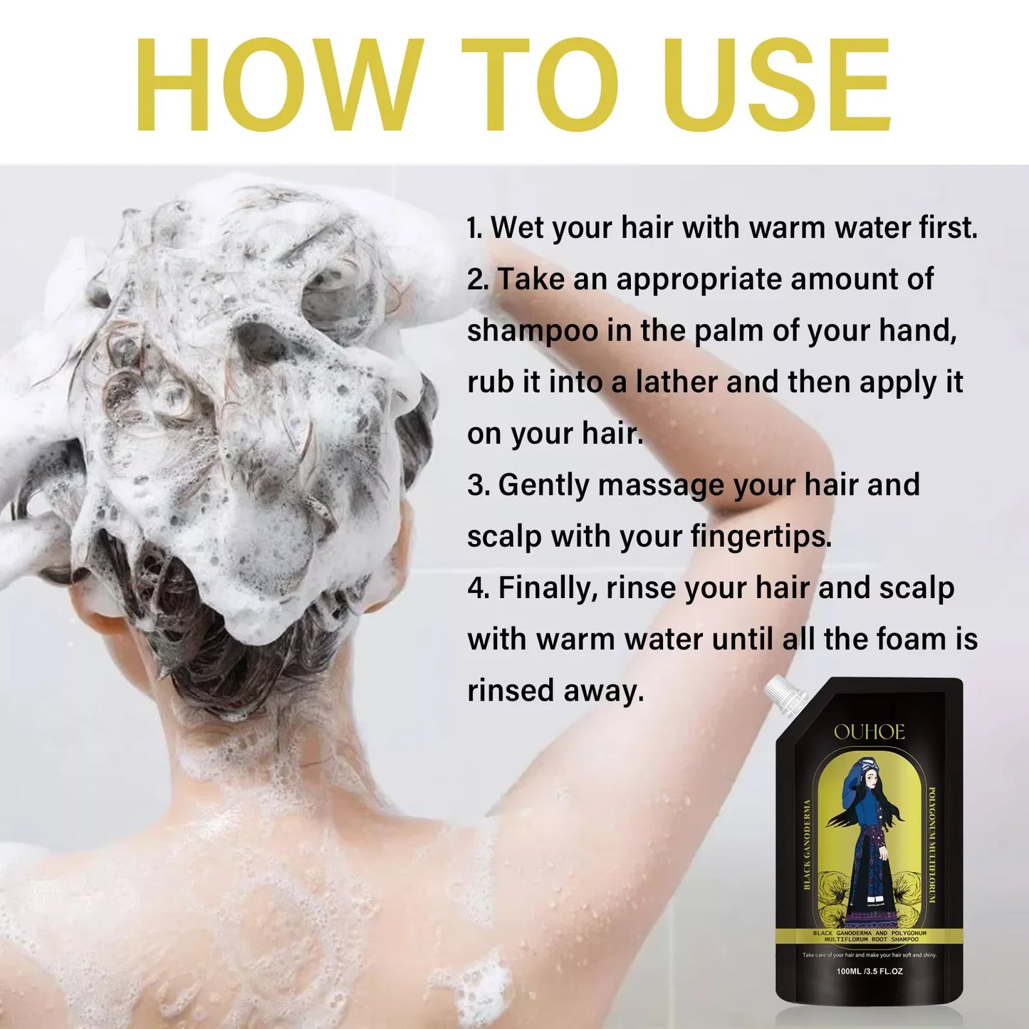 Anti Hair Loss Shampoo Deep Cleansing Dandruff Remover Improve Frizz Refreshing Oil Control Ginger Polygonum Multiflorum Shampoo