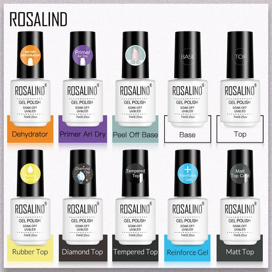 ROSALIND 7ML Base/Top Coat Nail Gel Primer Matt Semi Permanent  Manicure Decoration Durable Reinforcement Masonry Peelable Base
