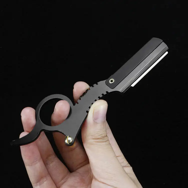 Salon Stainless Steel Ring Shaver Classical Manual Beard Shaving Eyebrow Tools Professional Straight Angle Barber Tools Supplies