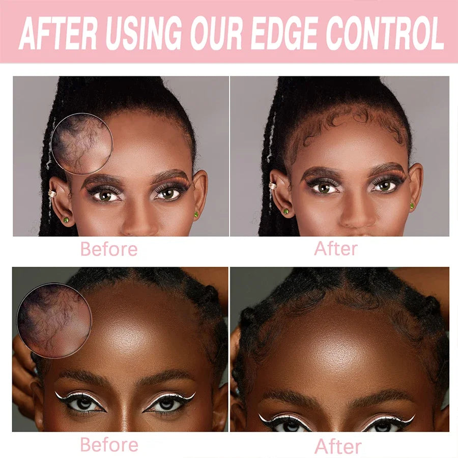 GOIPLE 30g Women Edge Control Wax Kit Non-Greasy Styling Gel Small Size Long Lasting Slick Flyaways Hairline Gel with Brush 4pcs